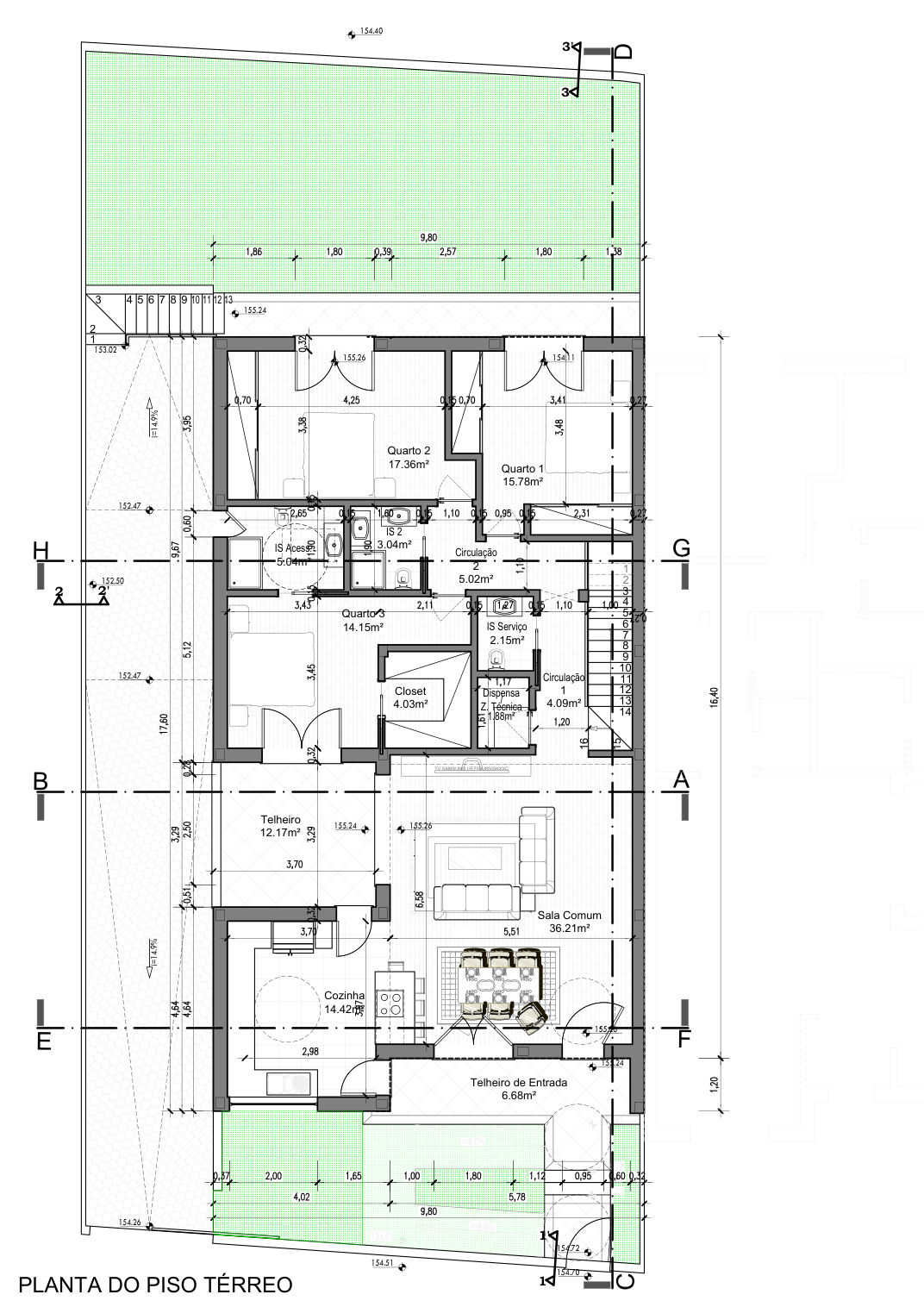 Planta de arquitetura do piso térreo